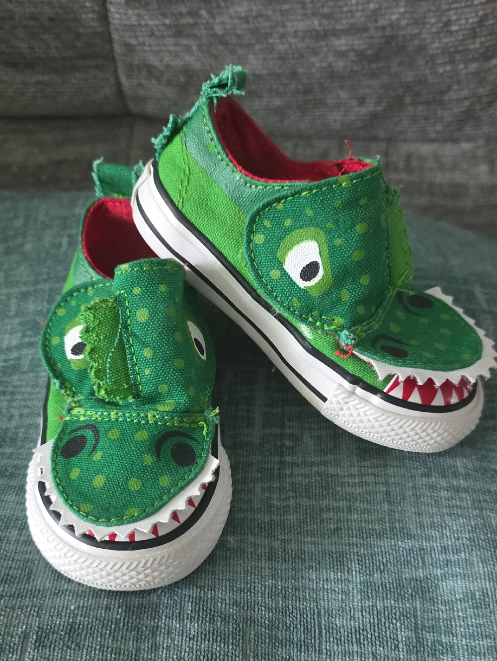 Converse Kids Green Alligator Canvas Slip-On Sneakers